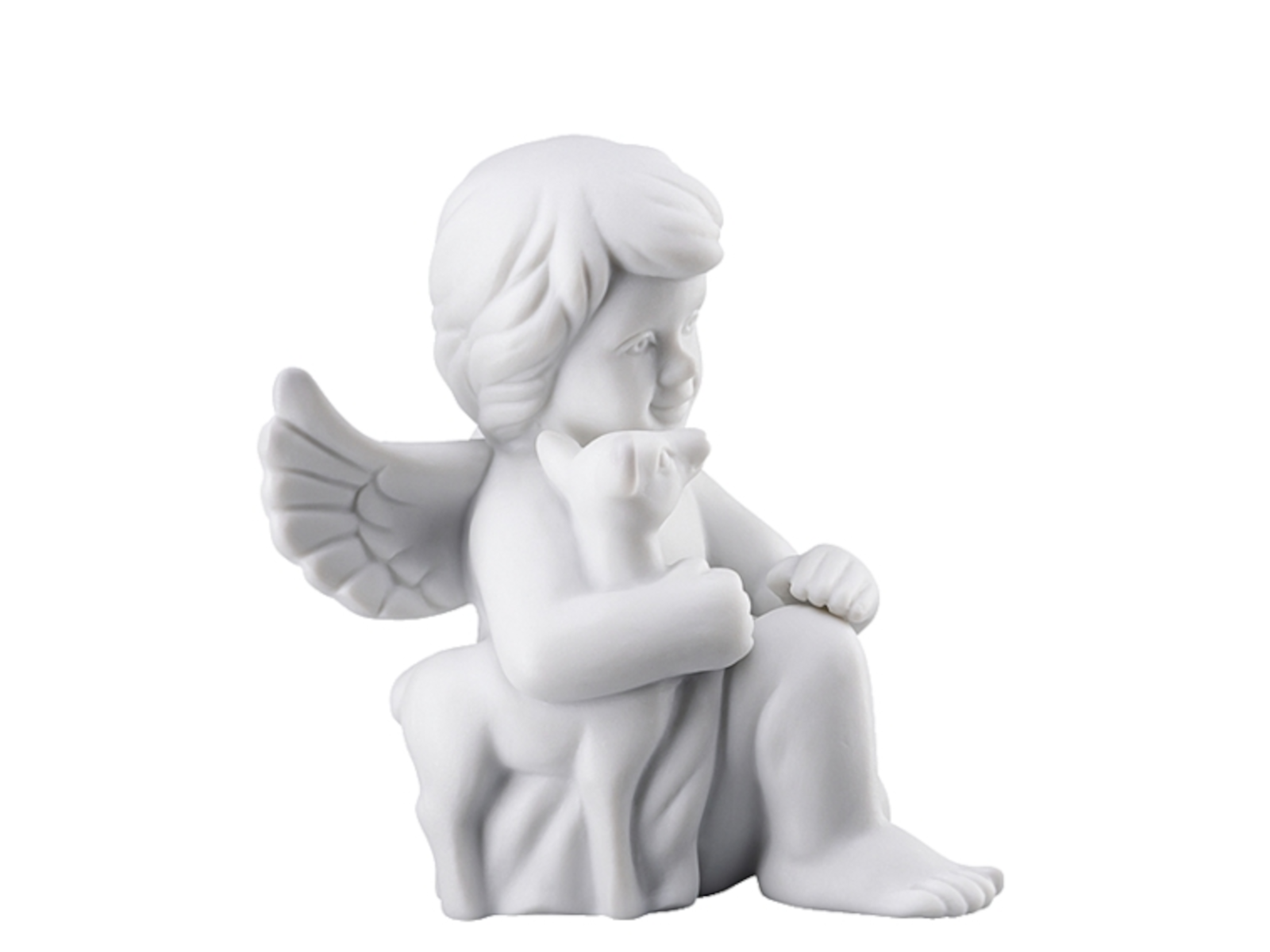 Rosenthal Engel mit Bambi klein weiss matt 6 cm Freisteller 4