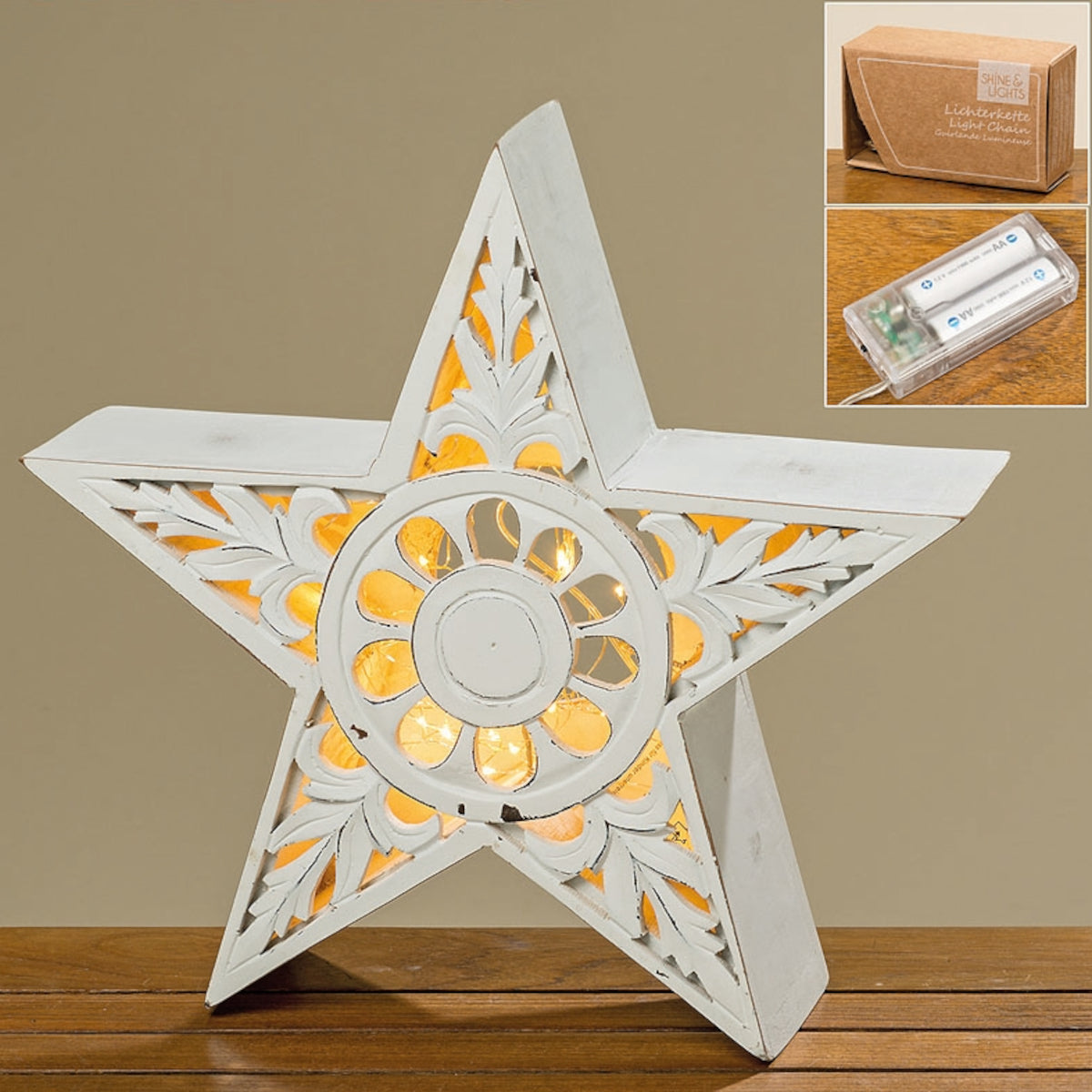 Boltze Stern Mangoholz 40 cm Freisteller