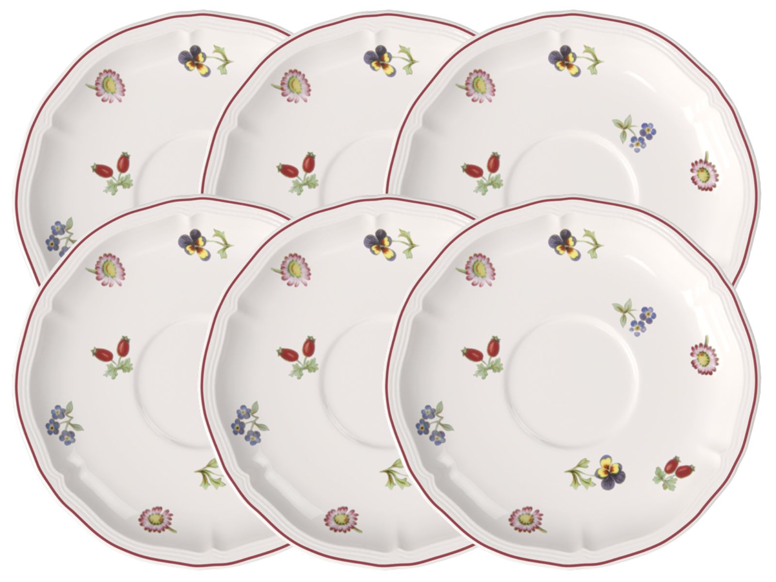 Villeroy & Boch Petite Fleur Frühstücksuntertasse 17cm Set6