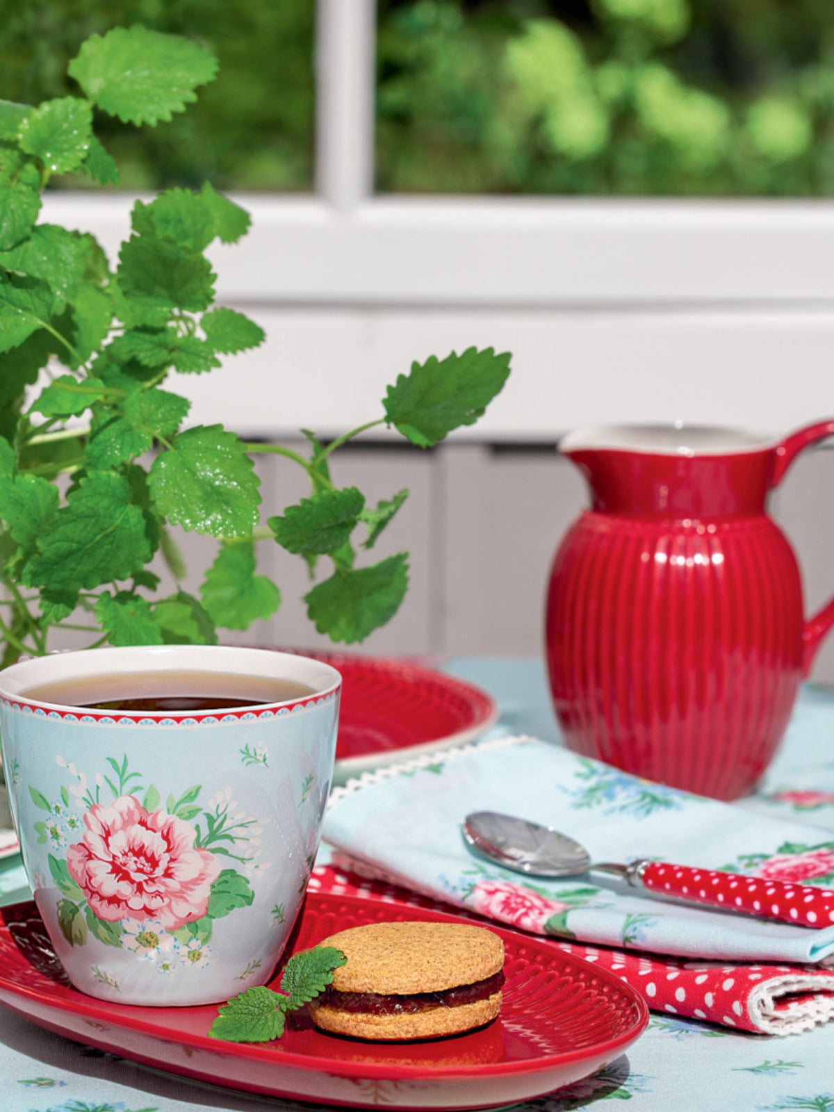 Greengate Dotty Stoffserviette mit Spitze red 40x40cm - Produktbild 5