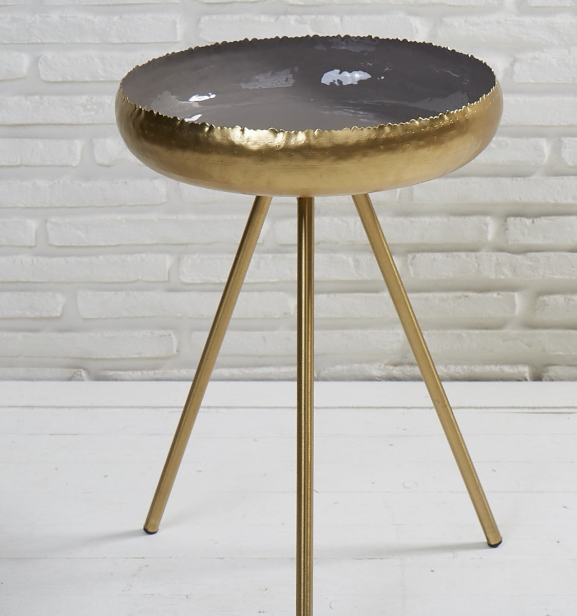 La Casa di Caesar Couchtisch rund messing light grey 38 cm