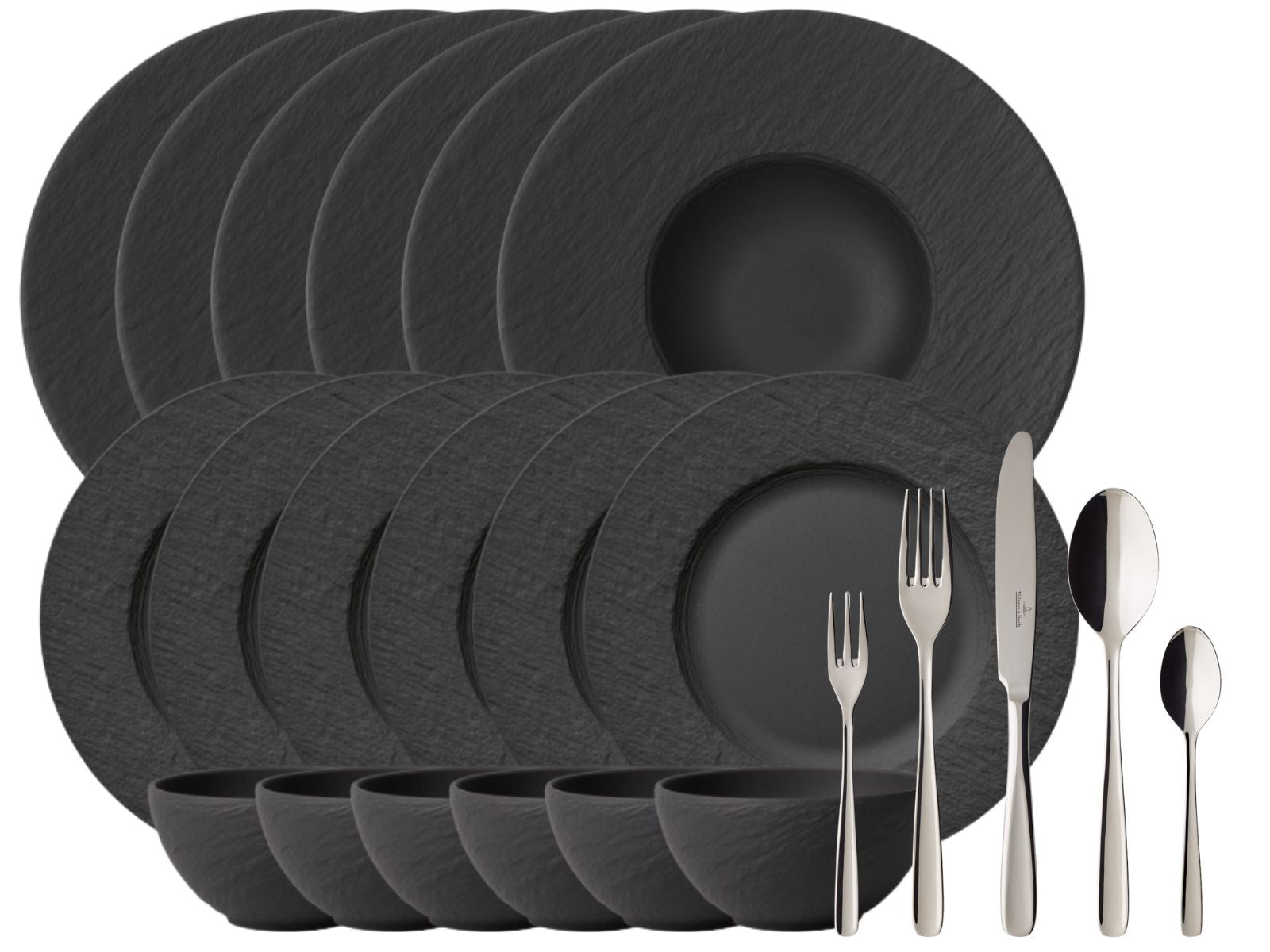 Villeroy & Boch Manufacture Rock Set 18tlg + Besteckset Liam