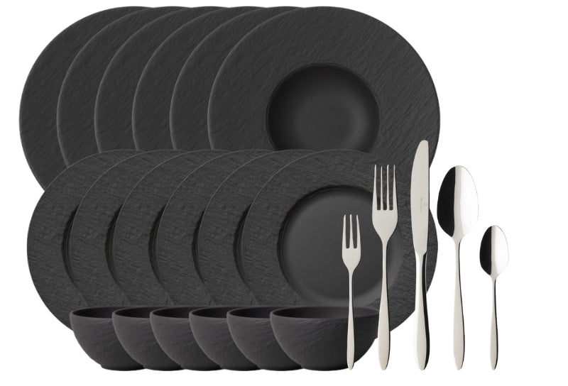 Villeroy & Boch Manufacture Rock Set 18tlg + Besteckset Annalena