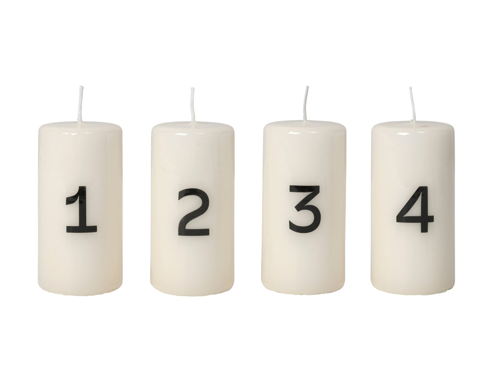 Broste Copenhagen Advent glänzendes Kalenderlicht white/black 10cm Set4 - Produktbild 1