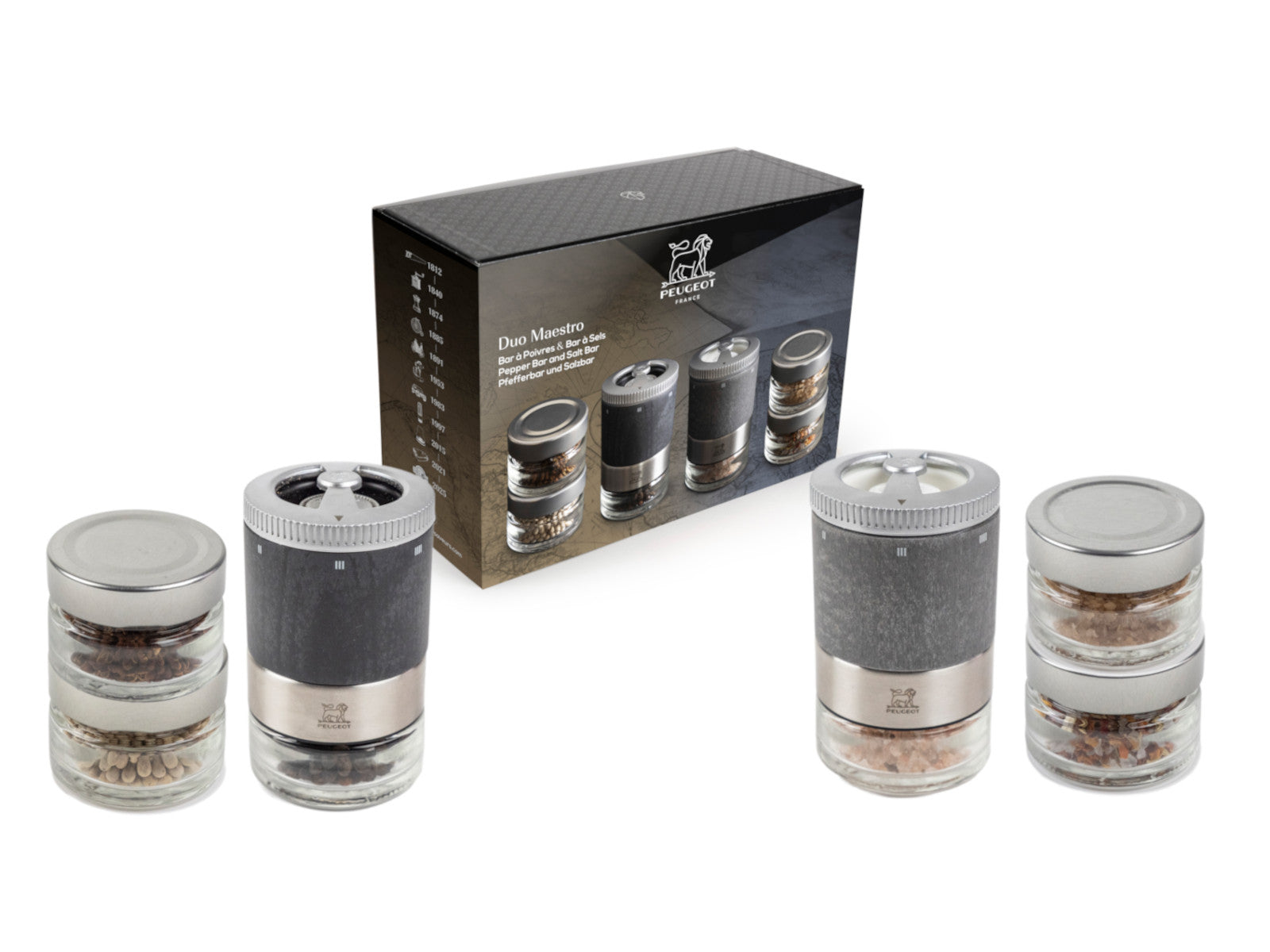 PEUGEOT MAESTRO DUO Pfefferbar und Salzbar 6tlg Freisteller 1