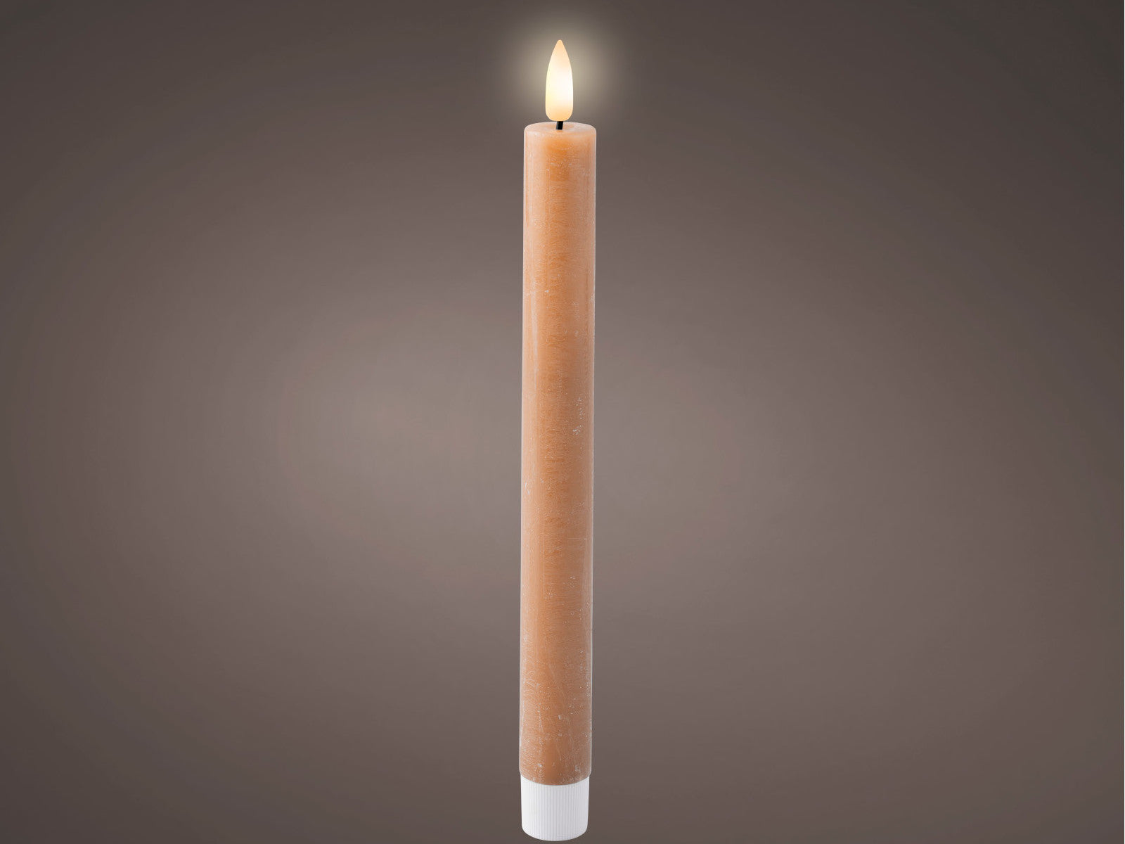 Lumineo LED Spitzkerze Wachs hellbraun/warmweiss 24,5cm Lifestyle 