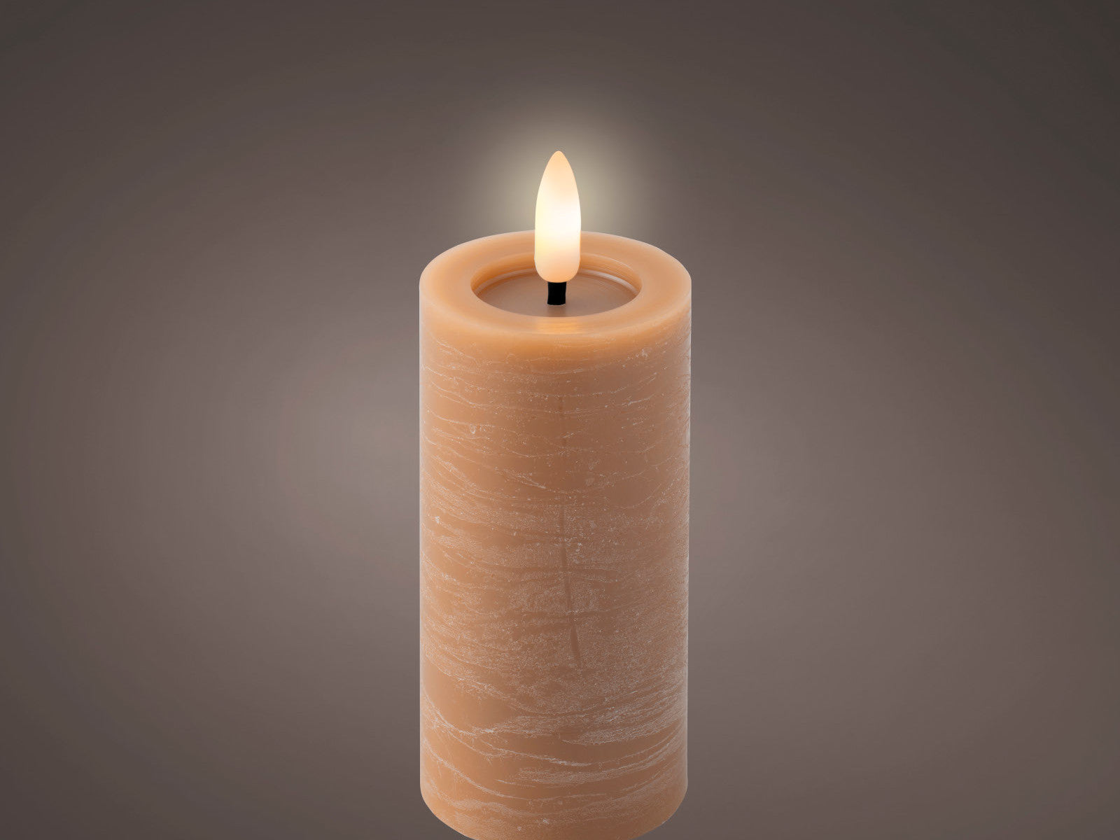 Lumineo LED Kerze Wachs hellbraun/warmweiss 12,5cm Lifestyle 