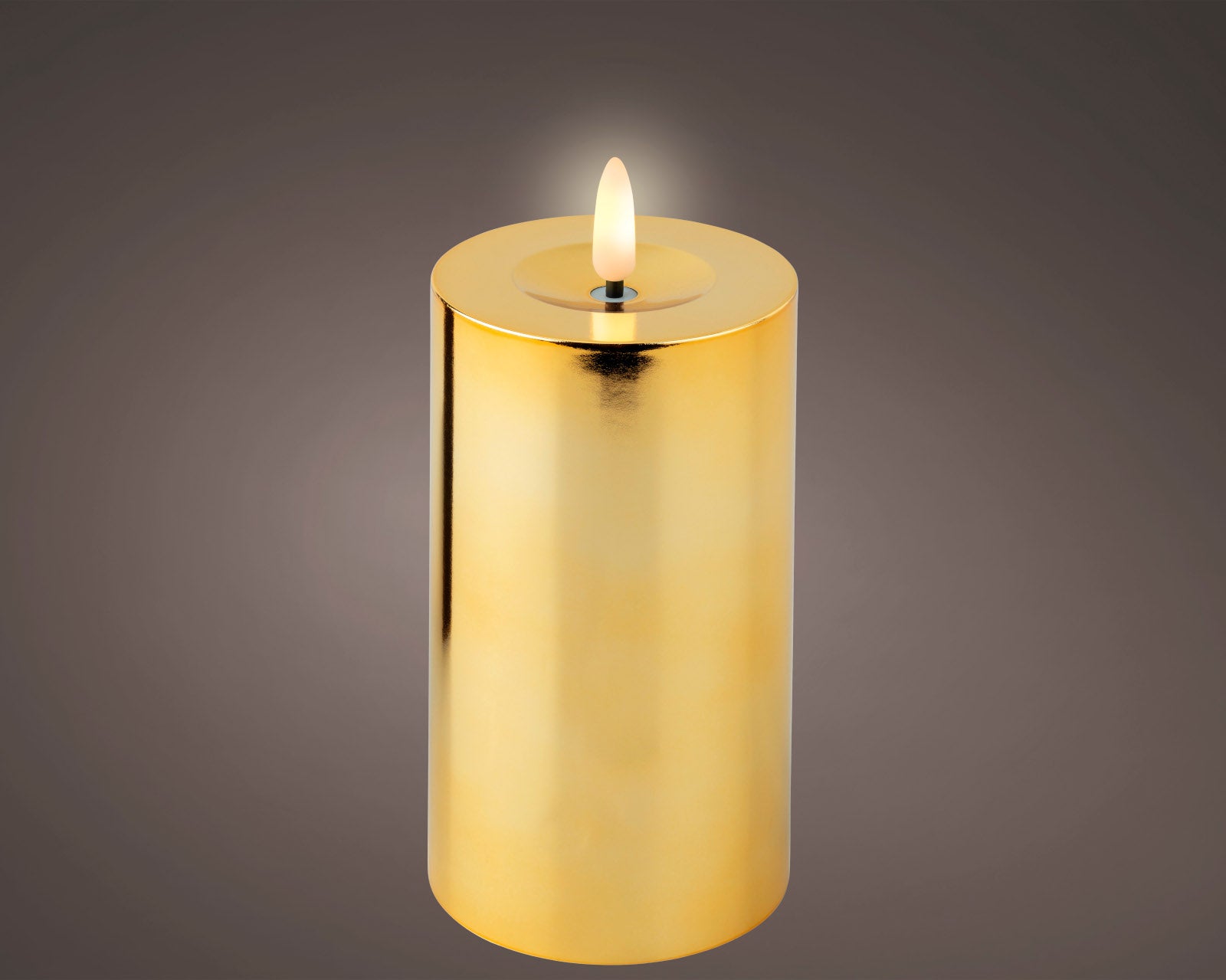 Lumineo LED Kerze Wachs gold/warmes weiss 15cm