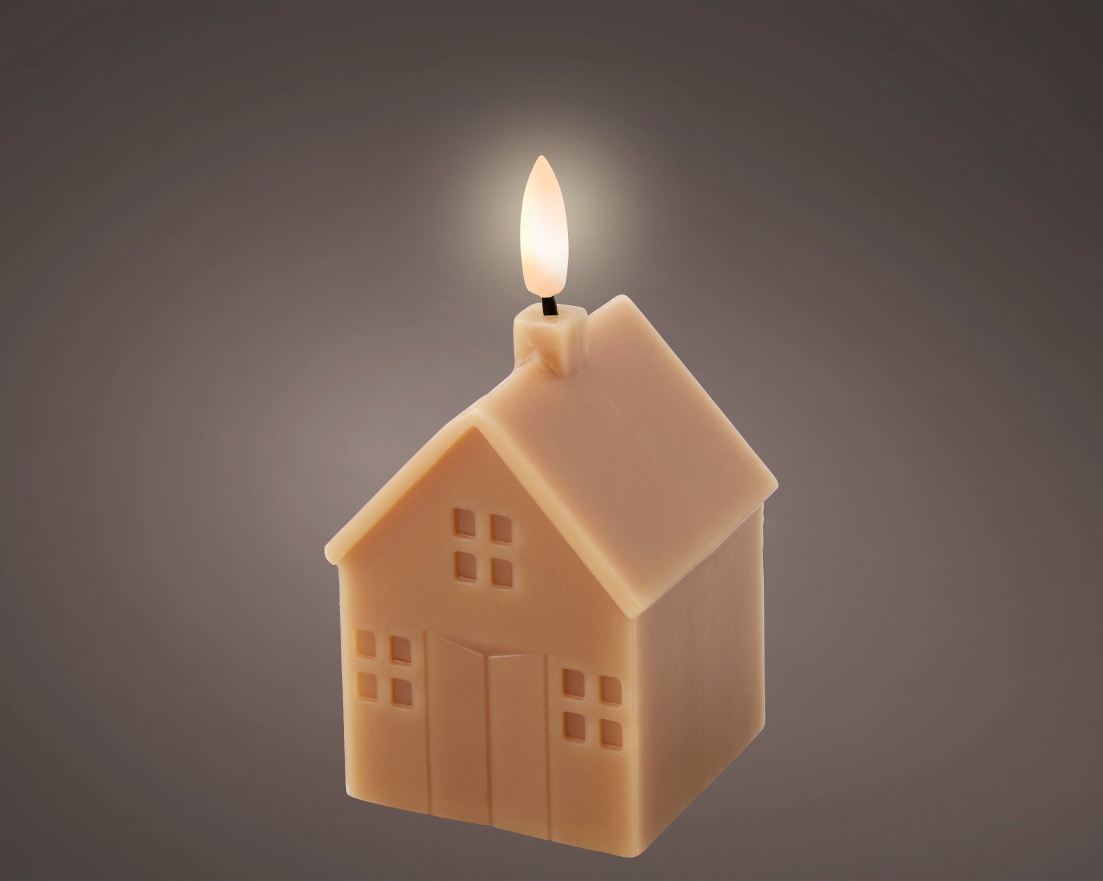 Lumineo LED Kerze Wachs braun/warmweiss 6x6x11,3cm