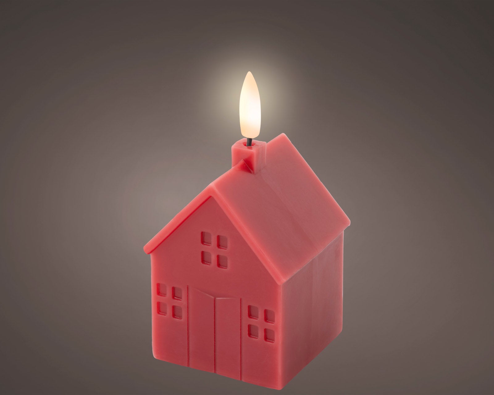 Lumineo LED Kerze Wachs rot/warmes weiss 6x6x11,3cm