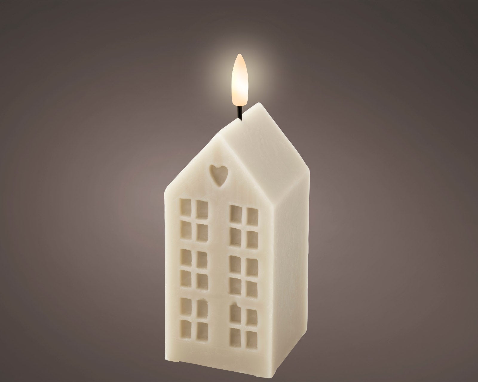 Lumineo LED Kerze Wachs grau/ warmes weiss 6x6x11,3cm