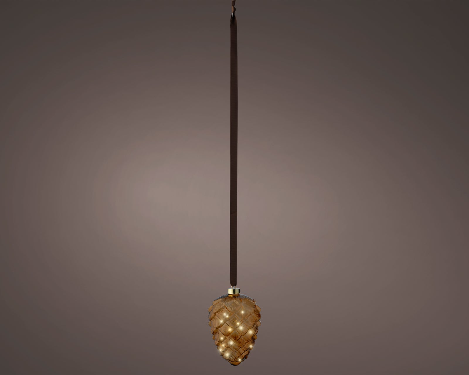 Lumineo LED Zapfen braun/ warmes weiss 21cm