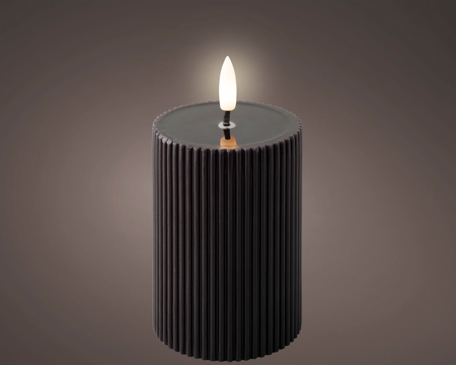 Lumineo LED Kerze Wachs schwarz/warmes weiss 13cm