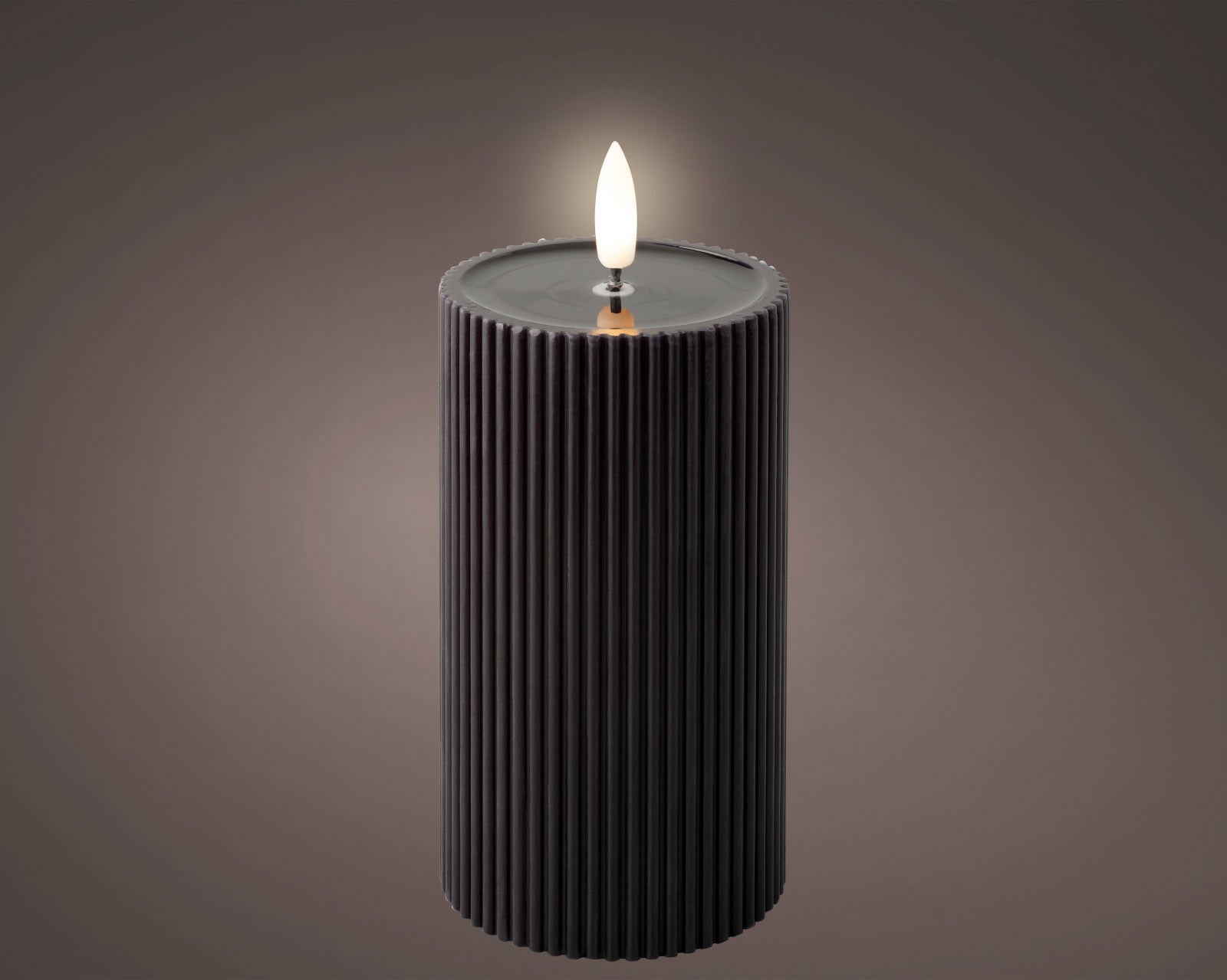 Lumineo LED Kerze Wachs schwarz/warmes weiss 15,5cm