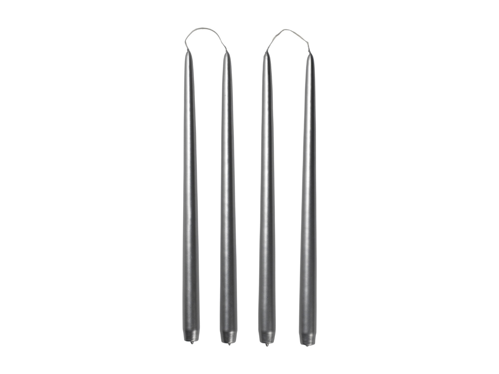 Broste Copenhagen Smooth Glossy getauchte Kerze silver 38cm Set4 - Produktbild 1