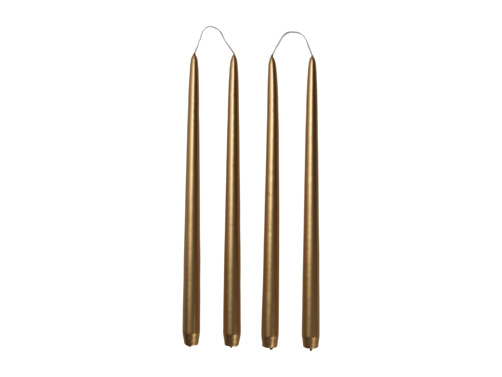 Broste Copenhagen Smooth Glossy getauchte Kerze gold 38cm Set4 - Produktbild 1