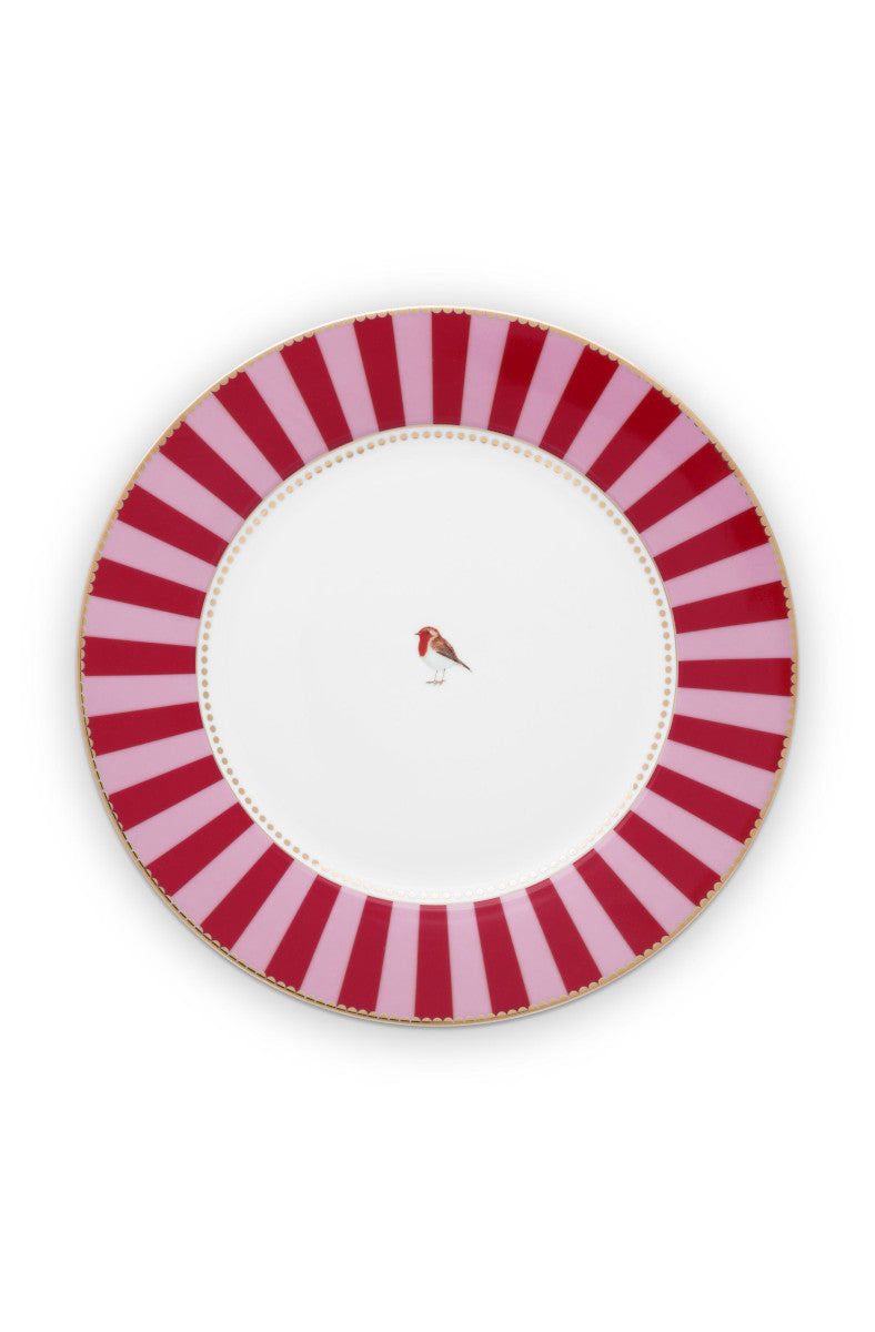 PIP STUDIO Love Birds Speiseteller Stripes rot-pink 26,5cm Freisteller