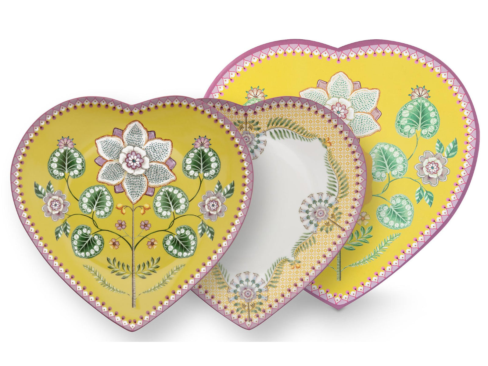 PIP STUDIO Lily&Lotus Yellow Herzformteller 21,5cm Set2 Freisteller1