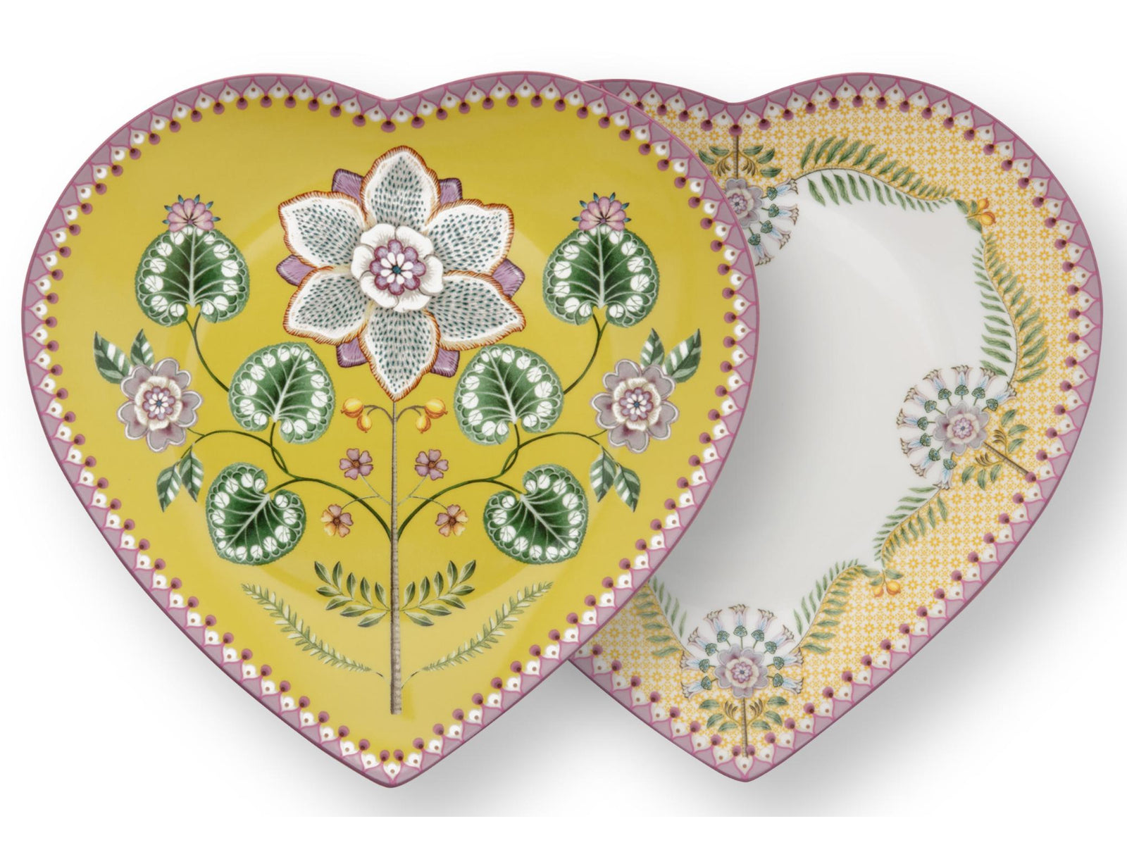 PIP STUDIO Lily&Lotus Yellow Herzformteller 21,5cm Set2 Freisteller2