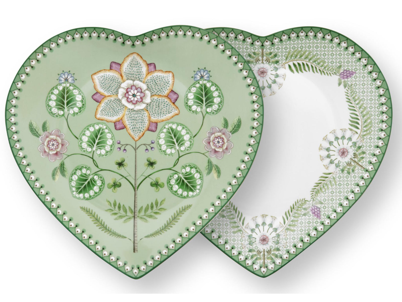 PIP STUDIO Lily&Lotus Light Green Herzformteller 21,5cm Set2 Freisteller2