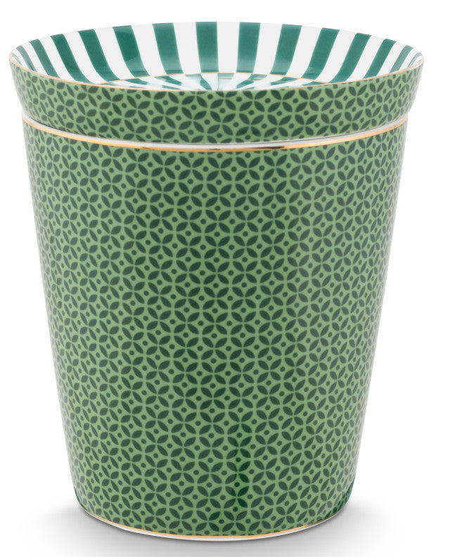 PIP STUDIO Royal Tiles Becher & Teebeutelablage Set grün 230 ml Freisteller