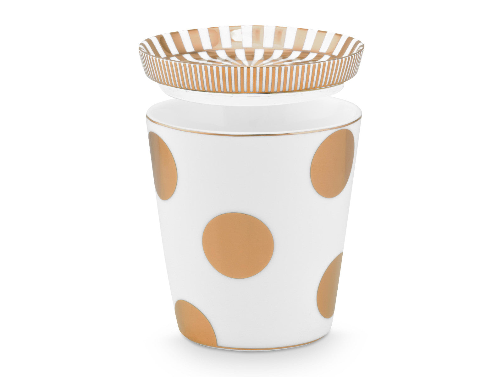 PIP STUDIO Dot Delight Tasse ohne Henkel & Teeablage weiß-gold 230ml Freisteller 3