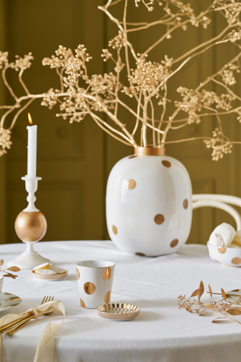 PIP STUDIO Dot Delight Tasse ohne Henkel & Teeablage weiß-gold 230ml Lifestyle 1