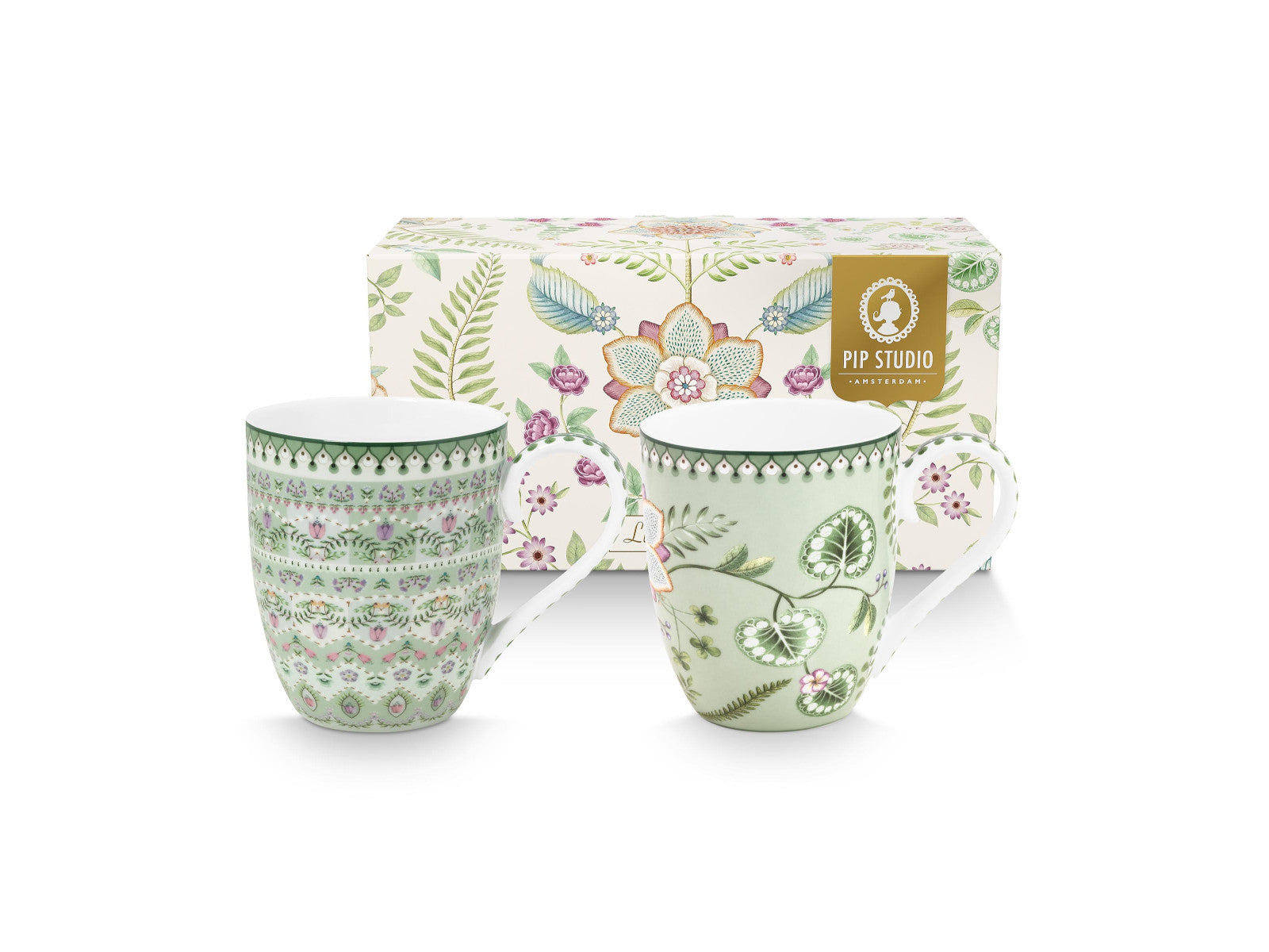 PIP STUDIO Lily&Lotus Light Green Becher 450ml XL Set2 Freisteller 