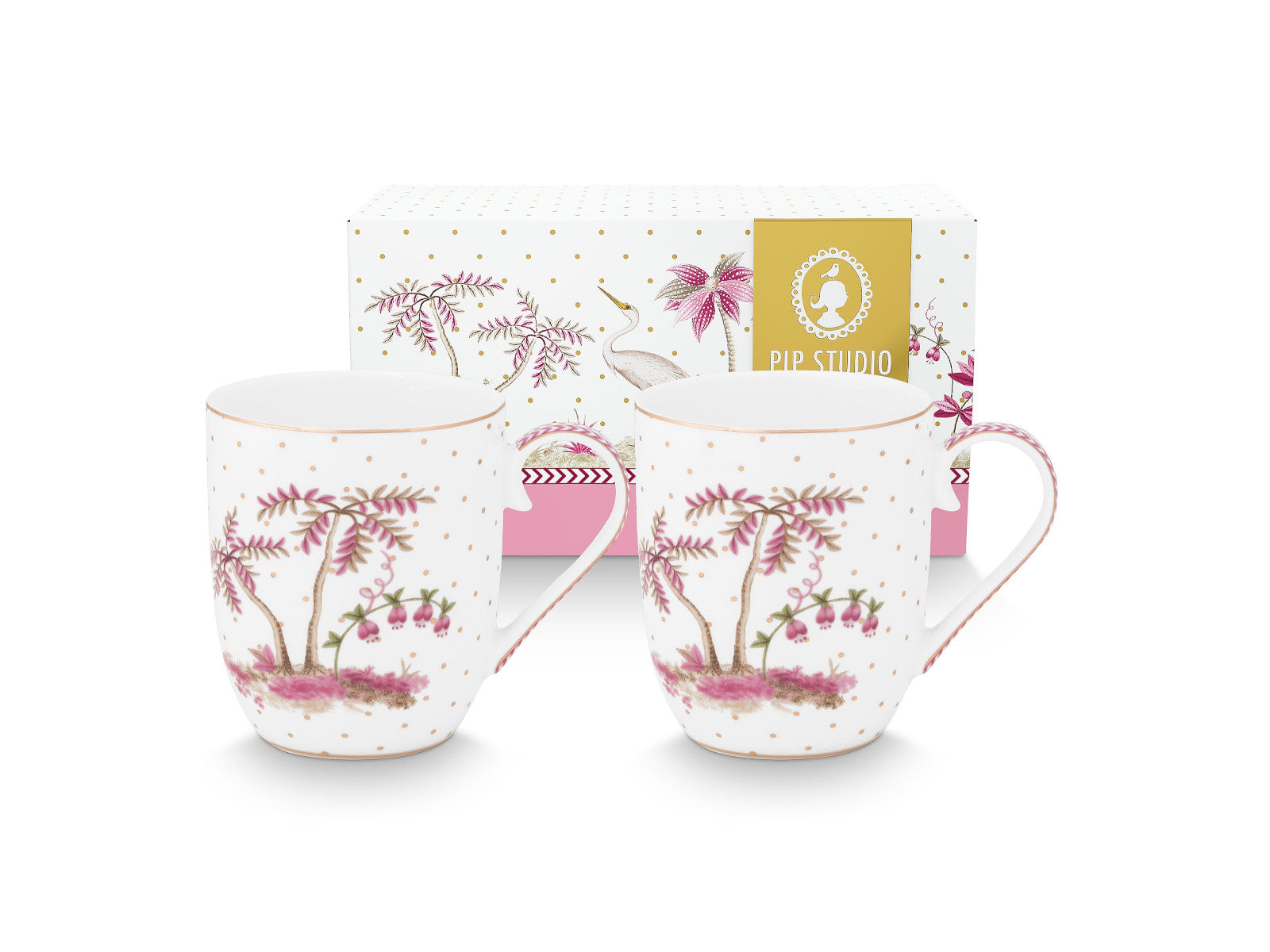 PIP STUDIO Jolie Dots Gold Pink Becher Small 145ml Set2 Freisteller 