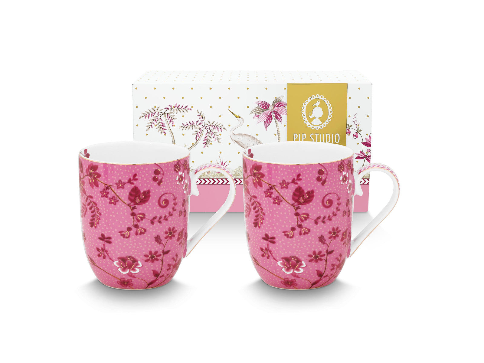PIP STUDIO Jolie Flowers Pink Becher Small 145ml Set2 Freisteller 