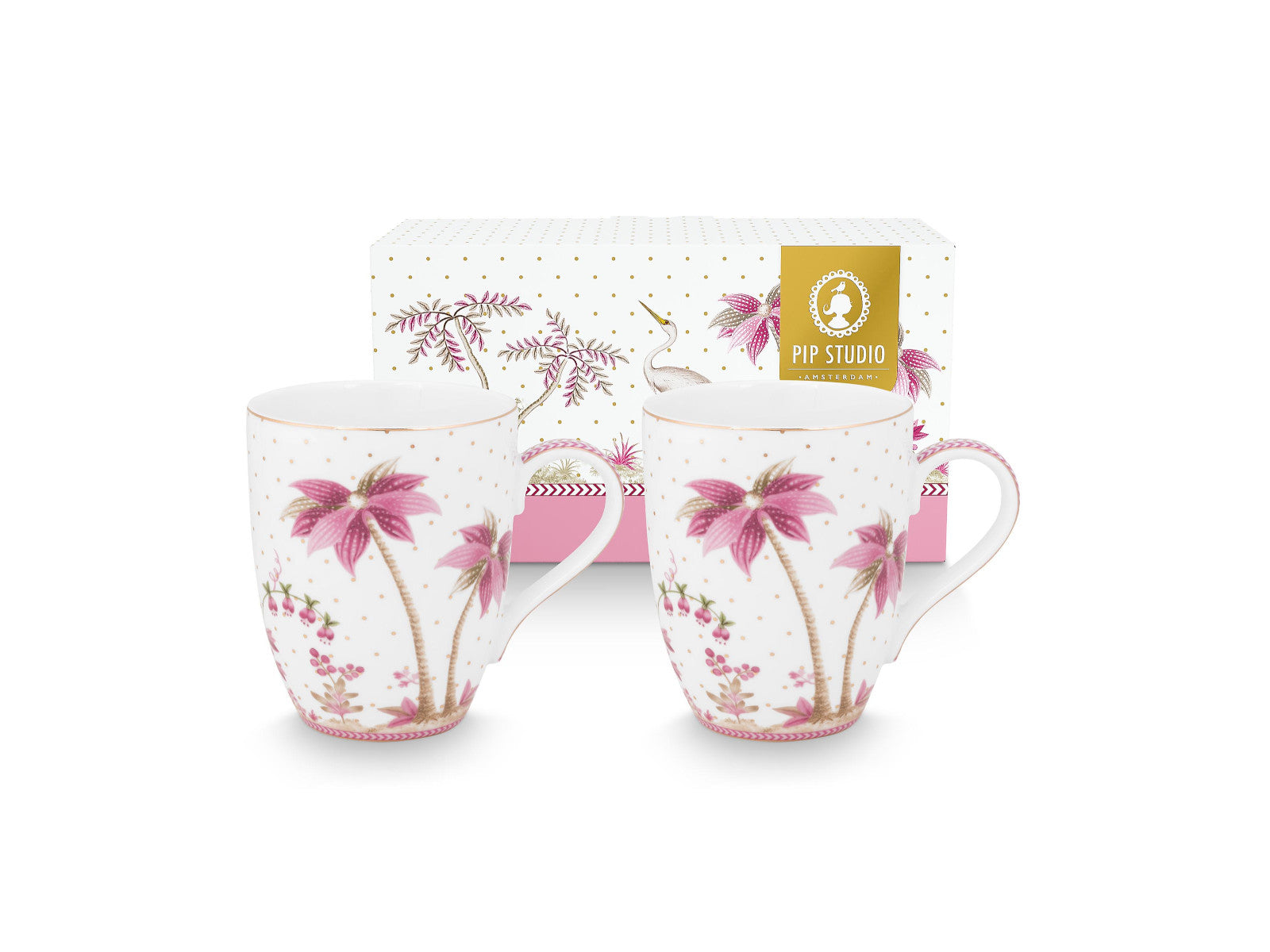 PIP STUDIO Jolie Dots Gold Pink Becher Large 350ml Set2 Freisteller 