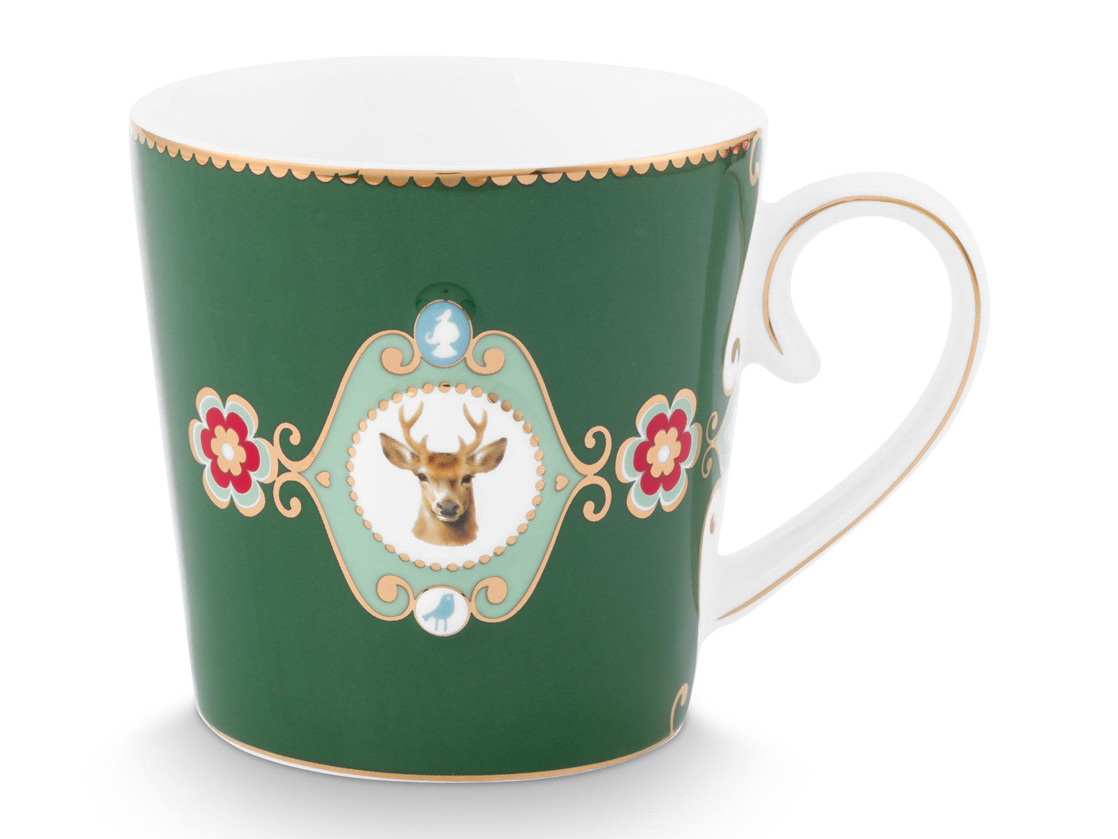 PIP STUDIO Love Birds Medaillon Hirsch Tasse dunkelgrün 0,3l Freisteller 1