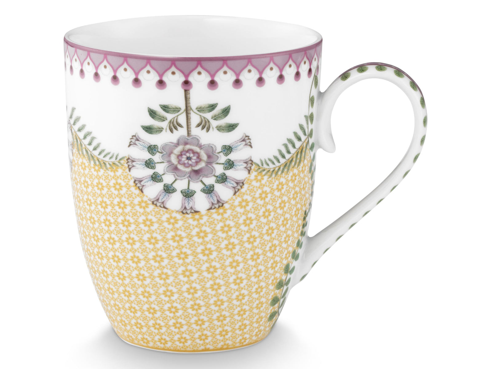 PIP STUDIO Lily&Lotus Tiles Yellow Large Henkelbecher 0,365l Freisteller1