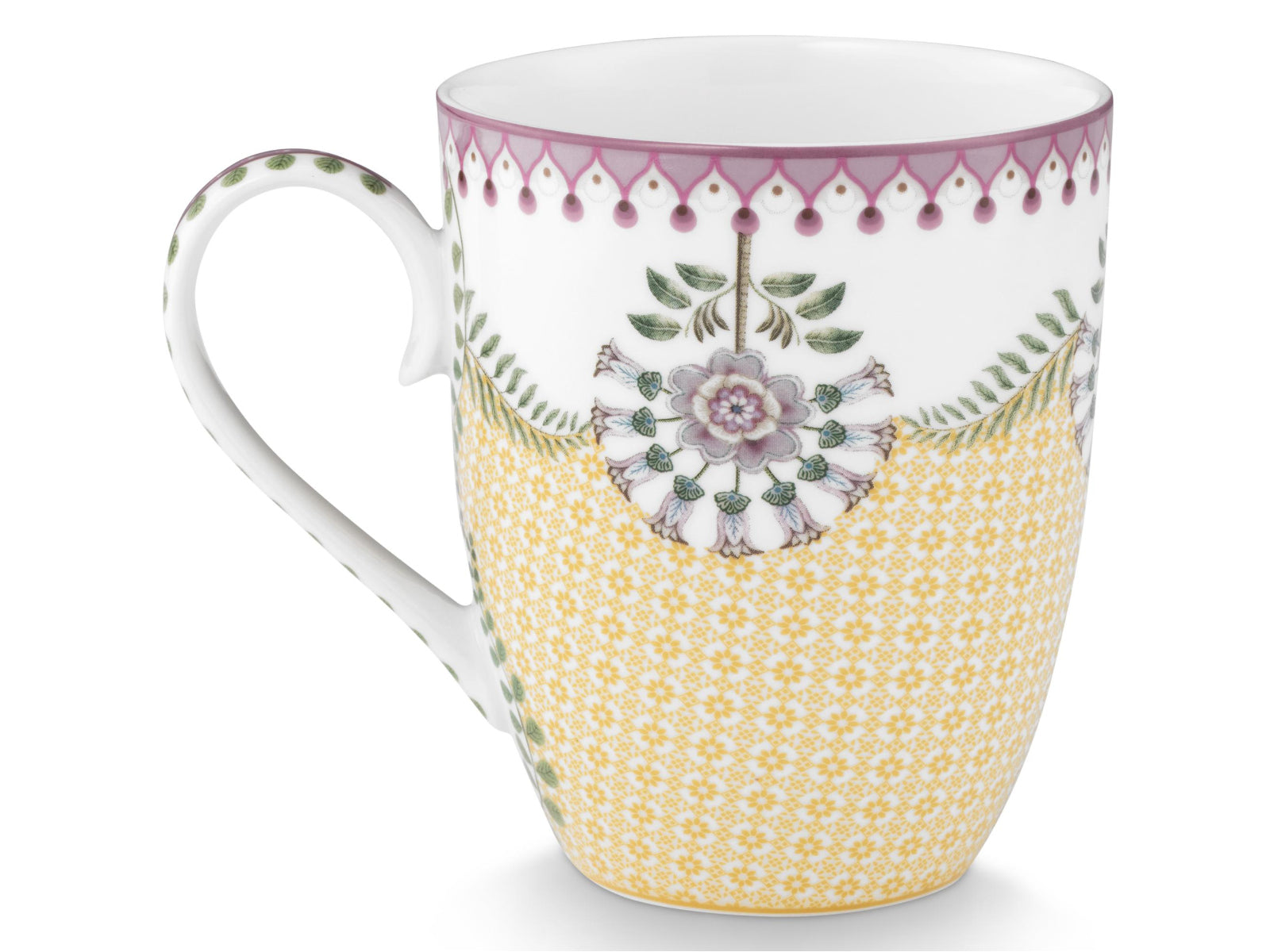 PIP STUDIO Lily&Lotus Tiles Yellow Large Henkelbecher 0,365l Freisteller2