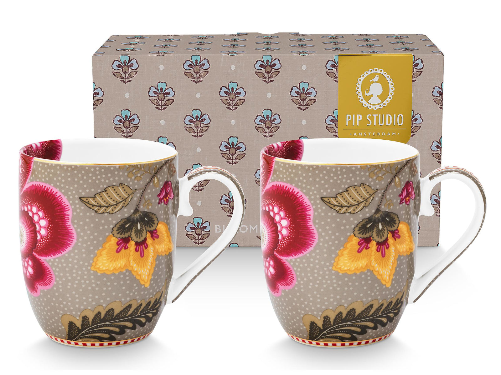 PIP STUDIO Blooming Tales Fantasy Khaki Small Henkelbecher 0,2l Set2 Freisteller1