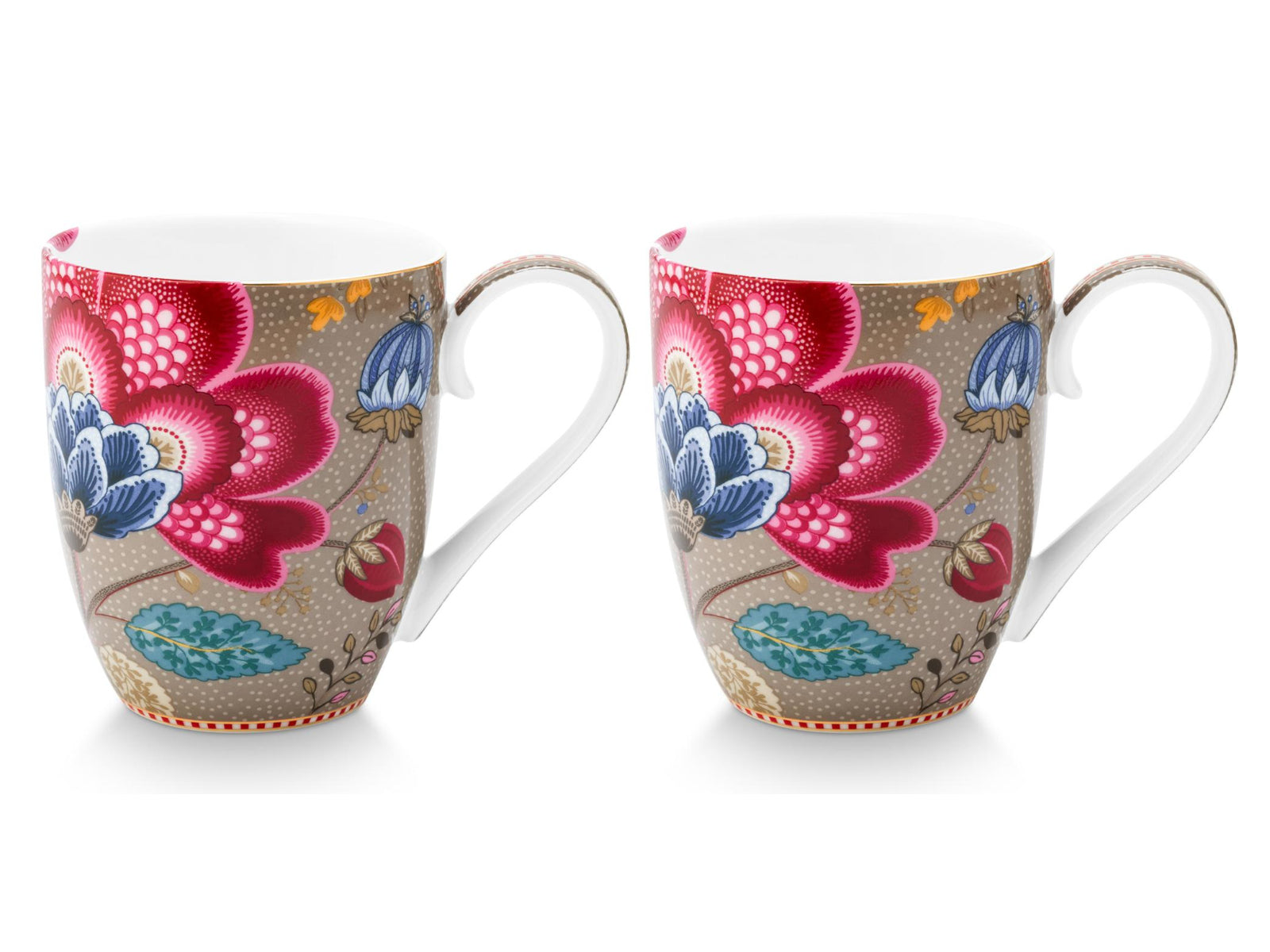 PIP STUDIO Blooming Tales Fantasy Khaki Henkelbecher XL 0,45l Set2 Freisteller2