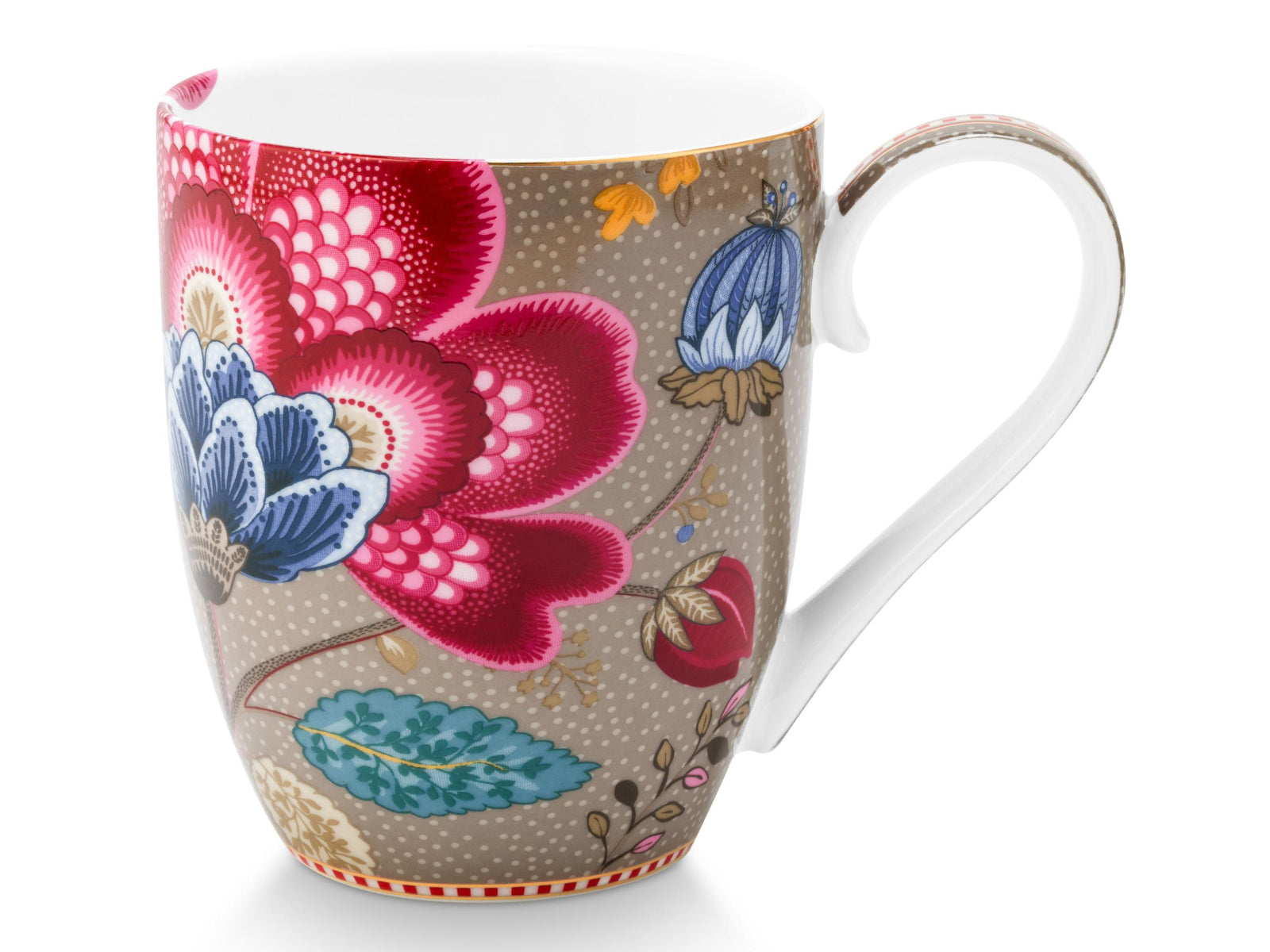 PIP STUDIO Blooming Tales Fantasy Khaki Henkelbecher XL 0,45l Set2 Freisteller3