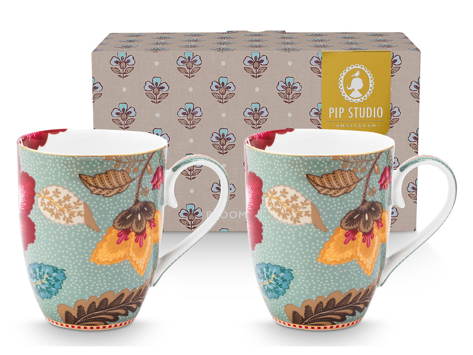 PIP STUDIO Blooming Tales Fantasy Blue Henkelbecher Large 0,54l Set2 Freisteller1