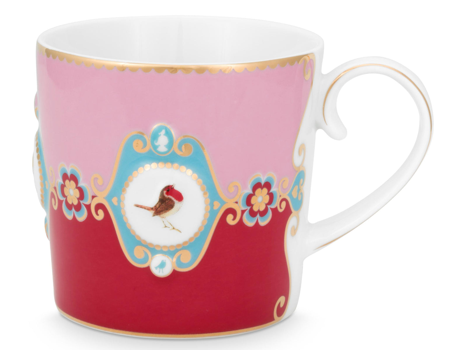 PIP STUDIO Love Birds Medallion Red-Pink Henkelbecher Small 0,15l Set2 Freisteller3