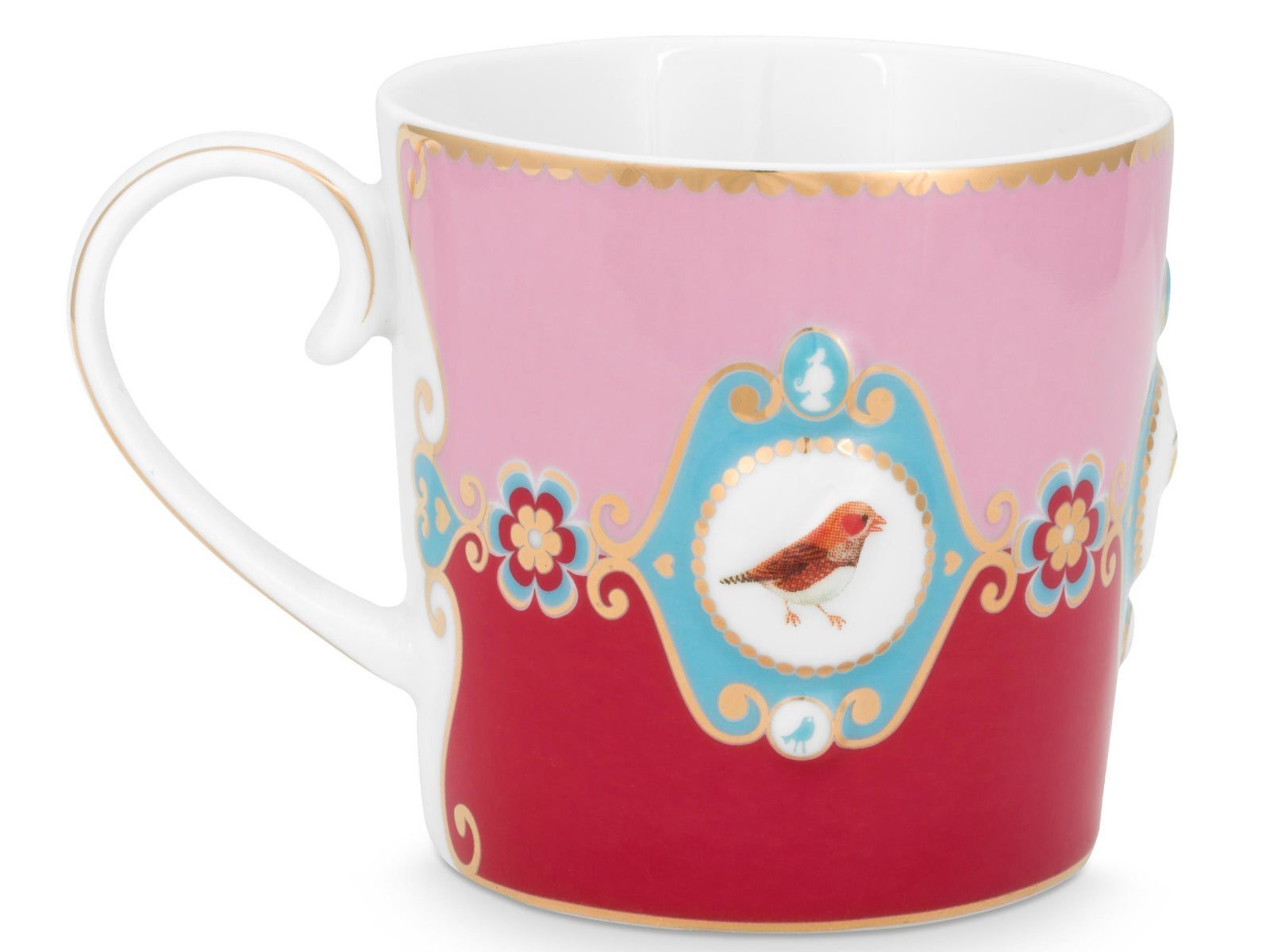 PIP STUDIO Love Birds Medallion Red-Pink Henkelbecher Small 0,15l Set2 Freisteller4