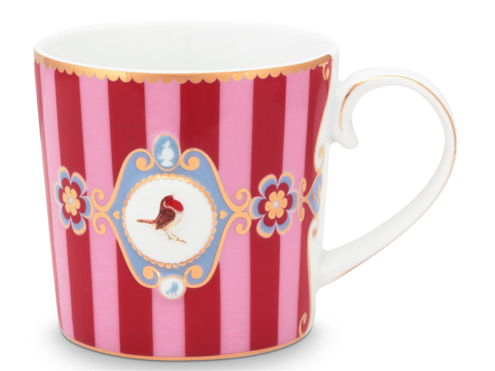 PIP STUDIO Love Birds Medallion Stripes Red-Pink Henkelbecher Small 0,15l Set2 Freisteller3