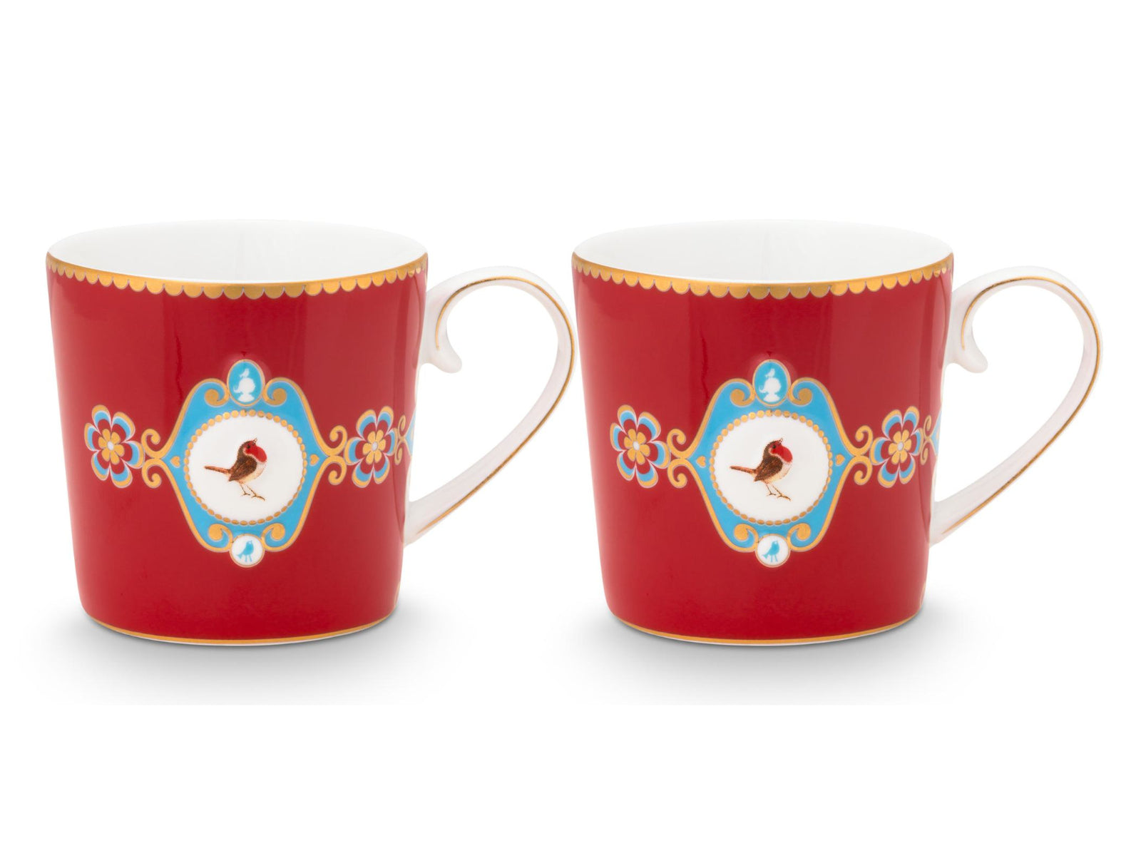 PIP STUDIO Love Birds Medallion Red Henkelbecher Small 0,15l Set2 Freisteller2
