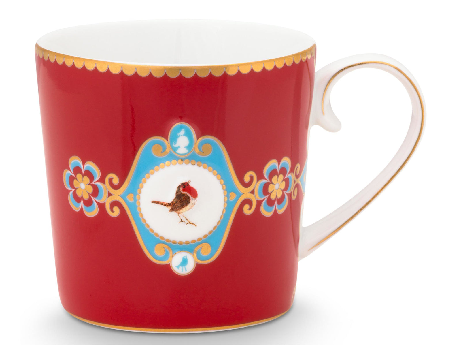 PIP STUDIO Love Birds Medallion Red Henkelbecher Small 0,15l Set2 Freisteller3