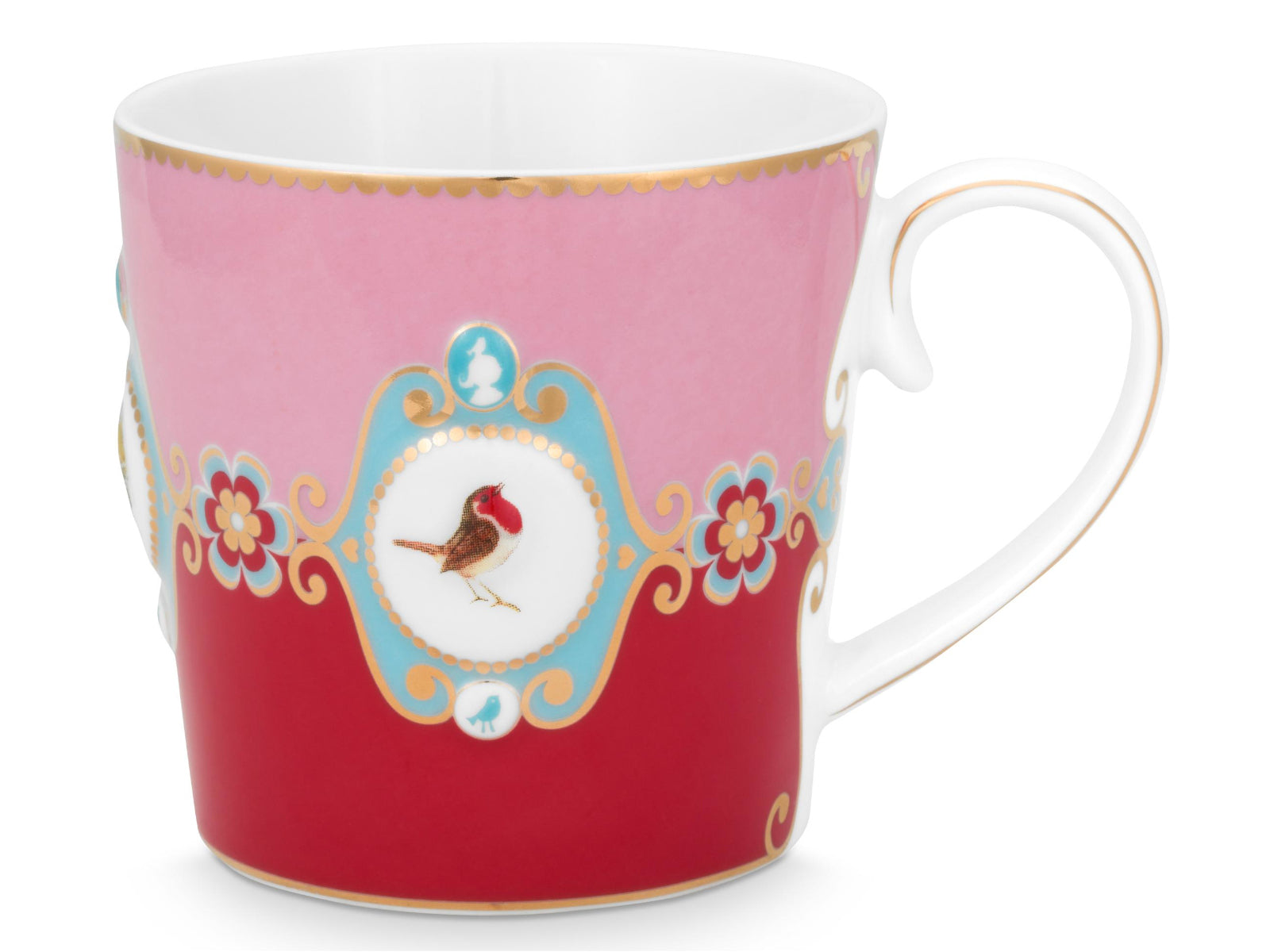 PIP STUDIO Love Birds Medallion Red-Pink Henkelbecher Large 0,25l Set2 Freisteller3