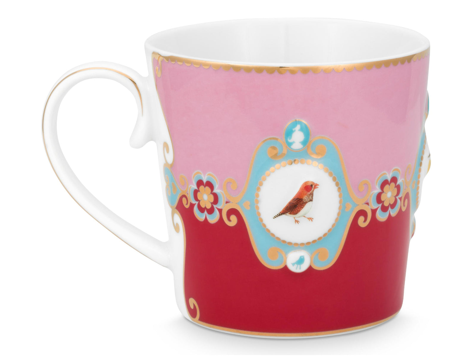 PIP STUDIO Love Birds Medallion Red-Pink Henkelbecher Large 0,25l Set2 Freisteller4