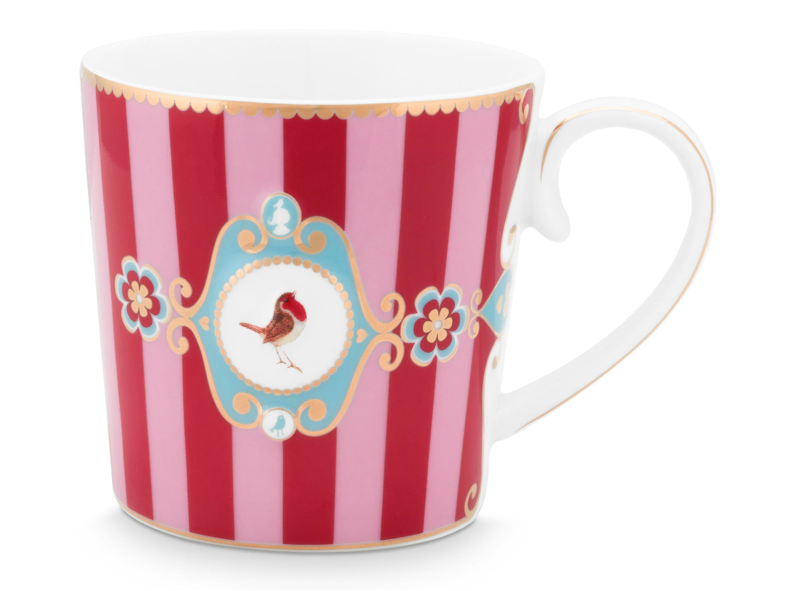 PIP STUDIO Love Birds Medallion Stripes Red-Pink Henkelbecher Large 0,25l Set2 Freisteller3