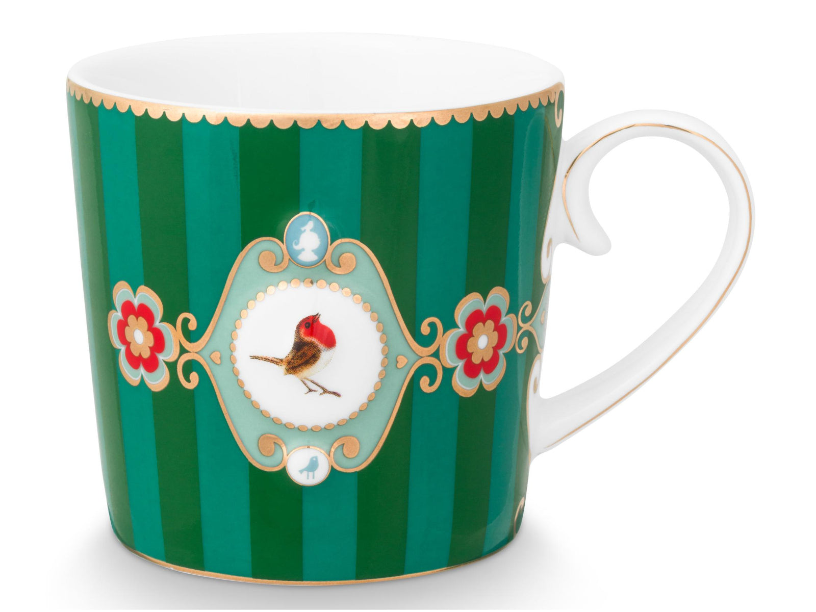 PIP STUDIO Love Birds Medallion Stripes Emerald-Green Henkelbecher Small 0,15l Set2 Freisteller3