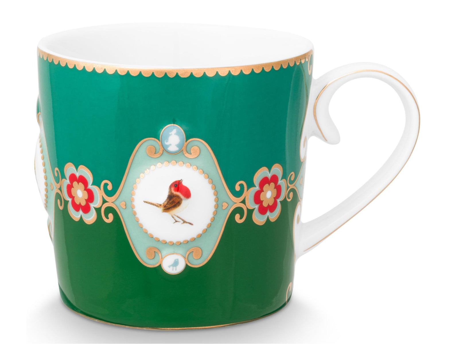 PIP STUDIO Love Birds Medallion Emerald-Green Henkelbecher Large 0,25l Set2 Freisteller2