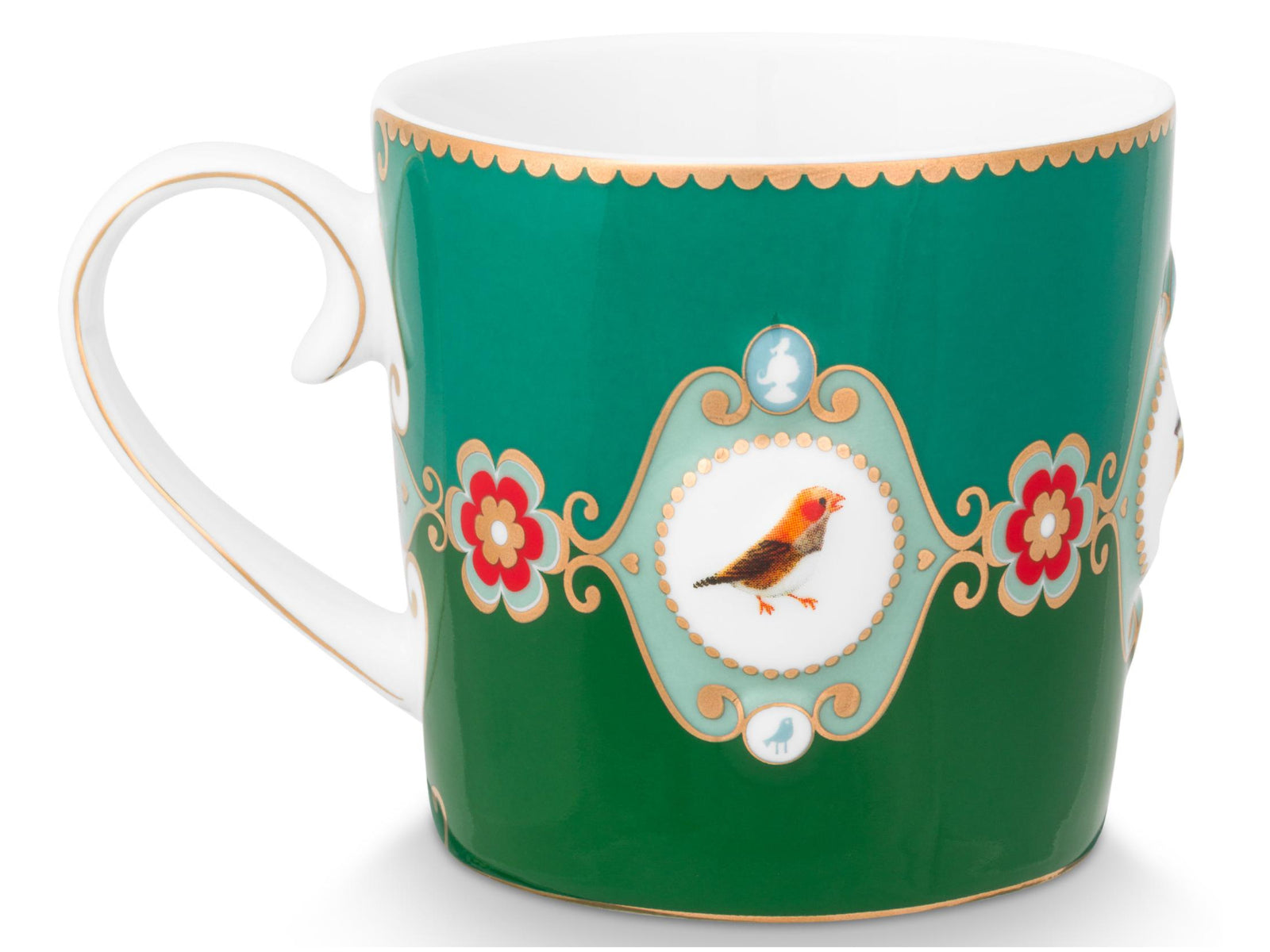 PIP STUDIO Love Birds Medallion Emerald-Green Henkelbecher Large 0,25l Set2 Freisteller4