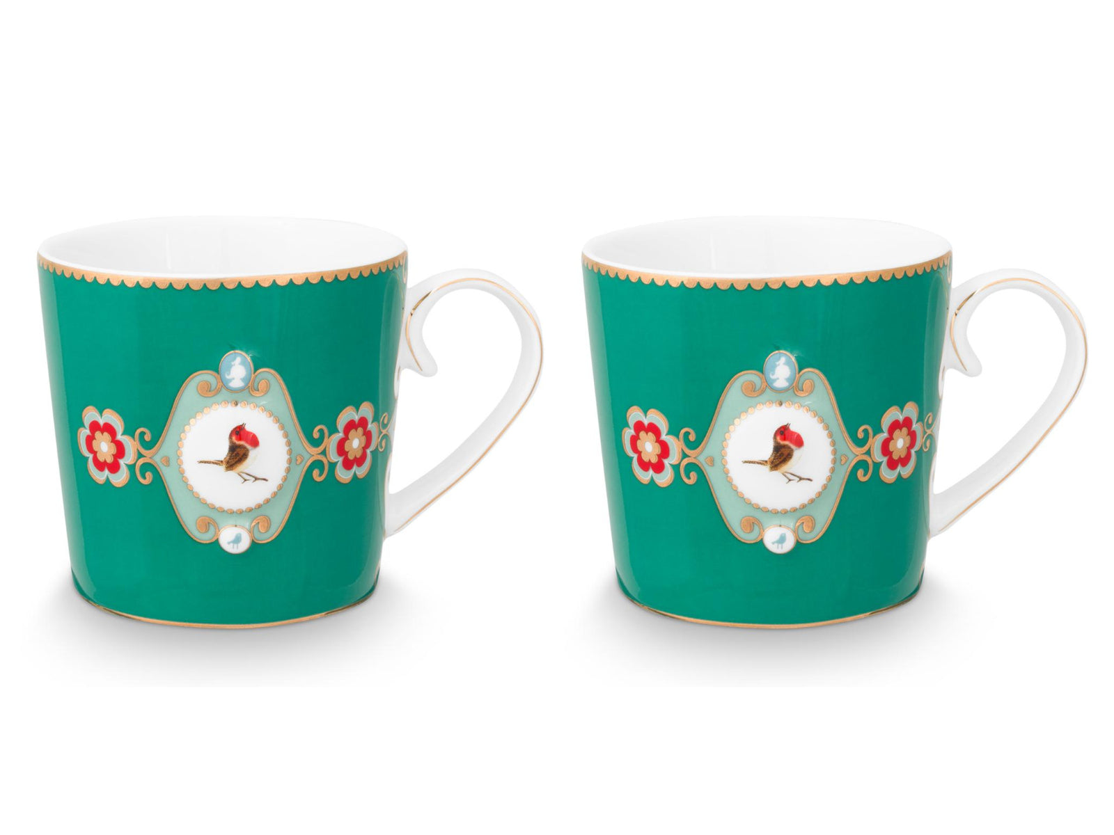 PIP STUDIO Love Birds Medallion Emerald Henkelbecher Large 0,25l Set2 Freisteller2